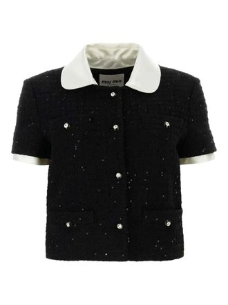 Miu Miu Jack met enkele rij knopen - Zwart