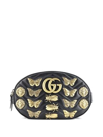 Gucci GG Marmont Embellished Matelasse Leather belt bag - Zwart