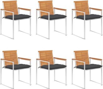 vidaXL Vidaxl - Sillas De Jard&iacute;n Y Cojines 6 Unidades Madera Maciza De Acacia