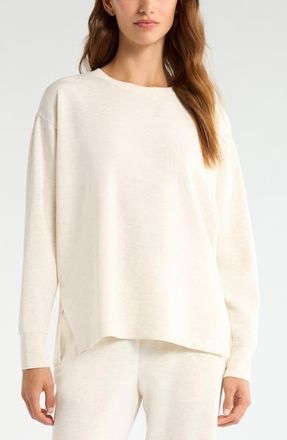 Zella Soft Luxe Tunic in Ivory Heather- Purple at Nordstrom, Size Xx-Large