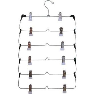 OEM Juego De 6 Perchas Para Pantalones Con Pinzas - Fabricadas En Metal Cromado Resistente Y Duradero - Ahorran Espacio - Perchas M&uacute;ltiples Con Pinza Anti