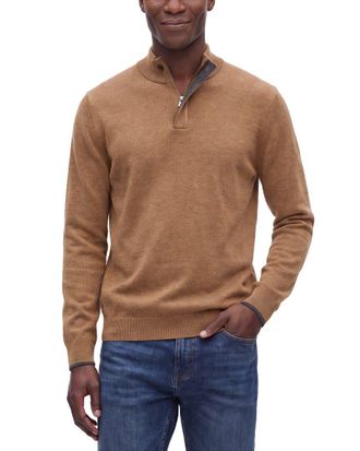 Naadam Wool & Cashmere-Blend 1/4-Zip Mock Neck Sweater