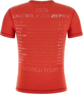 Diesel Crystal-Embellished Eagle Graphic T-Shirt - Red