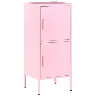 Beliani Armario De Oficina De Metal 2 Puertas 4 Estantes Unidad De Almacenaje Rosa Huron