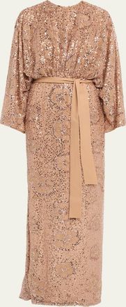 Elie Saab Semi-Sheer Sequin Embroidered Mesh Dress