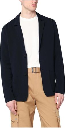 Roberto Collina Blauwe Katoenen Jassen - Heren - Blazers - Blauw - XL - Katoen - Jassen