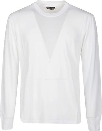 Tom Ford Lyocell Katoen Lange Mouw T-Shirt - Heren - Longsleeves - Wit - XL - Katoen - Tops