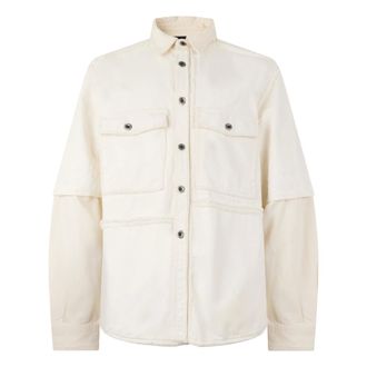 Diesel Casual Shirts, male, White, Size: 2XL Classic and Versatile Denim Shirt