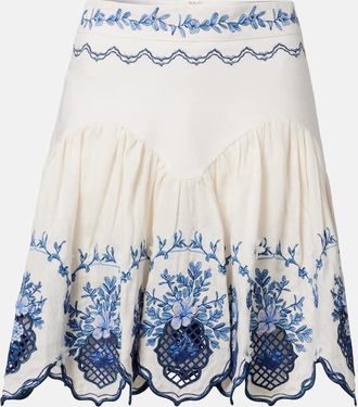 Agua Bendita Minigonna Acai in lino con ricamo