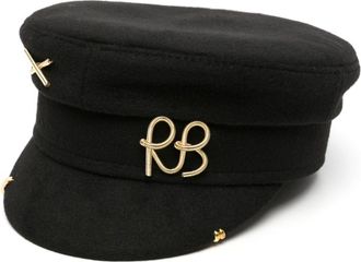 Ruslan Baginskiy Baker Boy logo-appliqué cap - women - Wool/Cotton - M - Black