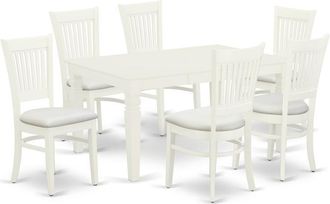 East West Furniture Dining Table- Table Leg Dining Chairs, WEVA7-LWH-C