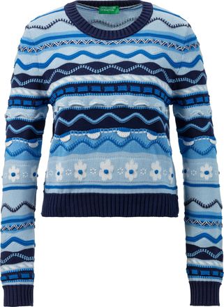 Benetton Jacquardpullover mit verschiedenen Strickmustern