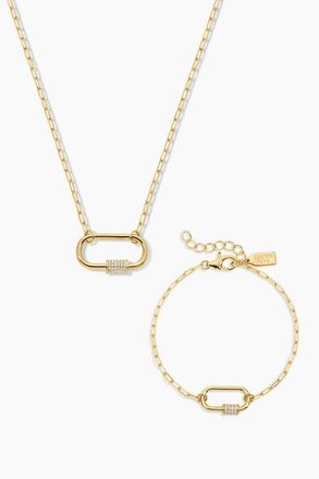 Electric Picks Melrose Carabiner Necklace and Bracelet Set of 2 in Gold at Nordstrom