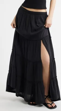 BP. Tiered Maxi Skirt in Black at Nordstrom, Size Xx-Small