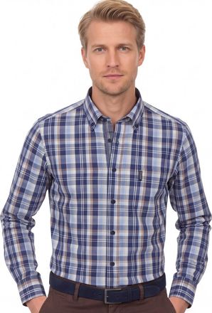 Casamoda Casa Moda Casual fit 100% katoen Overhemd blauw geruit