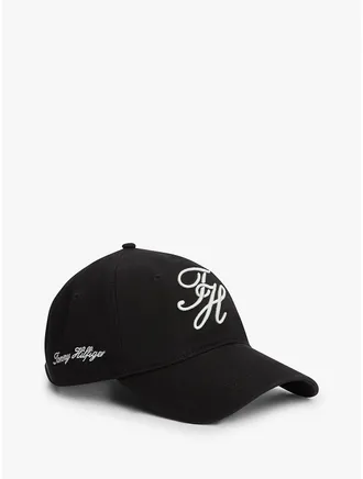 Tommy Hilfiger Mens Embroidered Script Monogram Baseball Cap - Black