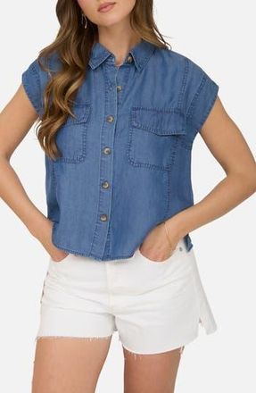 Blu Pepper Flap Pocket Button Up Top in Chambray at Nordstrom Rack, Size Medium