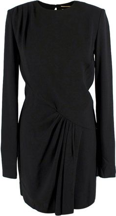 Saint Laurent Black Long Sleeve Mini Dress with Gathered Detail Size XXS