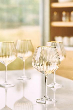 Anthropologie Waterfall Red Wine Glasses, Set of 4