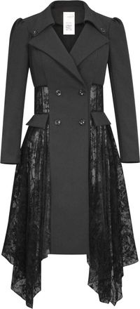 Chic Star Womens Lace Trench Jacket In Black