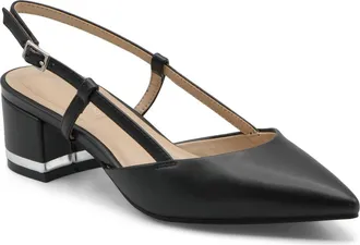 Adrienne Vittadini Gristo Slingback Pump in Black Smooth at Nordstrom Rack, Size 7.5