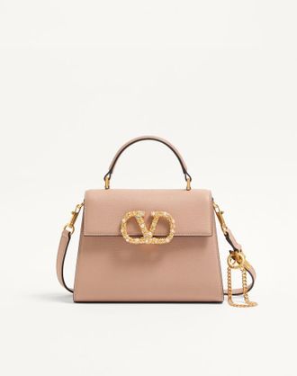 Valentino Garavani Borsa A Mano Piccola Valentino Garavani Vsling In Vitello Granato Con Logo Gioiello Donna ROSE CANNELLE UNI
