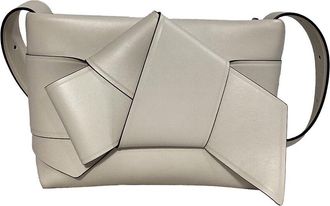 Acne Studios White Leather Musubi Knot-Embellished Shoulder Bag (Authentic Pre-Loved)