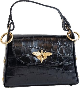Persaman New York Croc Embossed Leather Satchel in Black at Nordstrom Rack