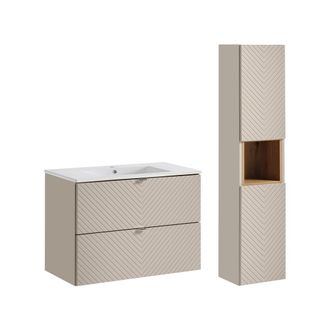 Petits Meubles Set de muebles con lavabo encastrado y columna estratificado 80cm