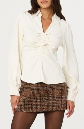 ASTR the Label Simran Ruched Front Shirt in Cream at Nordstrom, Size X-Small