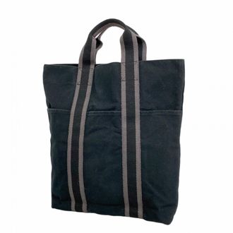 Herm&egrave;s Black Canvas Tote Bag (Pre-Owned)
