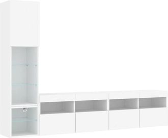 vidaXL Vidaxl - 4 Piece tv Wall Units with led White Engineered Wood