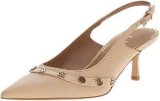 Guess Schoenen, Dames, Beige, 38 EU, Leer, Yanai 4G Peony Logo Slingbacks
