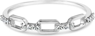 House of Brilliance 925 Sterling Silver Diamond Accent Paperclip Band Ring