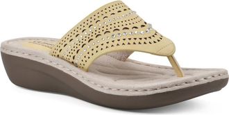 White Mountain Comate Wedge Sandal in Yellow/Nubuck at Nordstrom Rack, Size 7.5