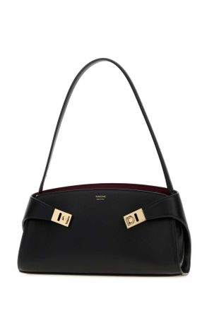 Ferragamo Womens Black Leather Hug Shoulder Bag Neroborgognaborgogna Borse A Mano