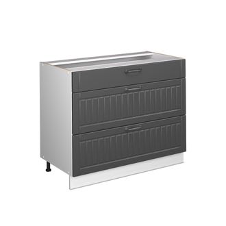 Vicco Mueble Bajo De Cocina Fame-line, Gris Oscuro/blanco, 100 Cm Sin Encimera, Vicco