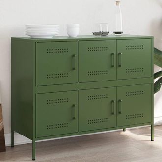 vidaXL vidaXL Credenza Verde Oliva 100,5x39x79 cm in Acciaio
