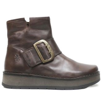 FLY London RADS200FLY Rug Leather Womens Ankle Boots - Dark Brown - Size:UK 7