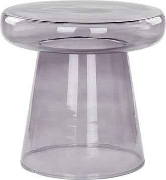 Beliani Mesa Auxiliar Decorativa De Vidrio Transparente Tintado &Oslash; 39 Cm Gris Caldera