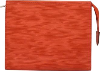 Louis Vuitton Trousse De Toilette 18 Orange Leather Clutch Bag (Pre-Owned)
