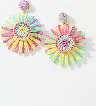 Simons Womens Large raffia flower earrings