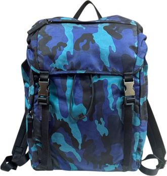 Prada Black Blue Nylon Backpack (Pre-Owned)