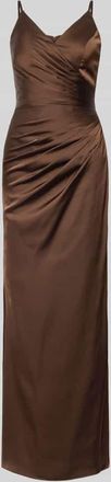 Mascara Abendkleid aus Satin in Wickel-Optik in Dunkelbraun, Gr&ouml;&szlig;e 32