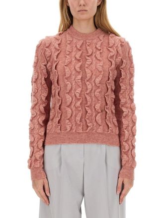 Moschino Ruffled Texture Wool Blend Sweater