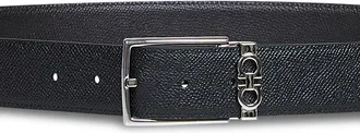 Ferragamo Mens Belt Gancini Reversible Black-Dark Brown Calf Leather