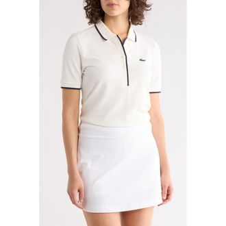Lacoste Tipped Polo in Flour/Navy Blue at Nordstrom Rack, Size 32