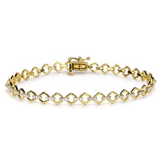 House of Brilliance Yellow Gold Vermeil 1/4 Cttw Diamond Geometric Link Bracelet