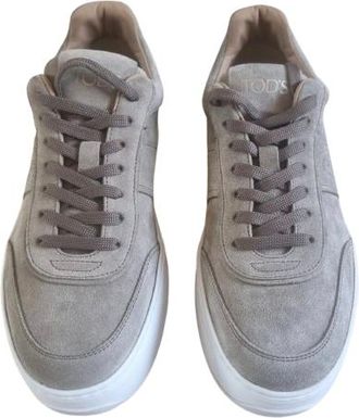 Tod's Taupe Suede Cassetta Sneakers Size 40.5