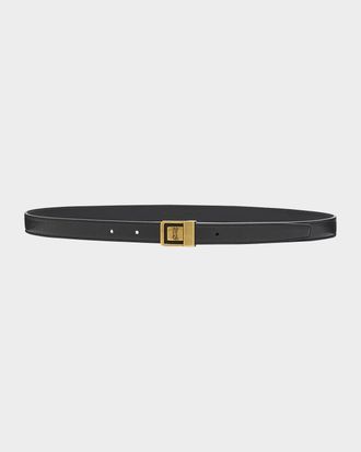 Saint Laurent YSL Buckled Grainy Leather Belt